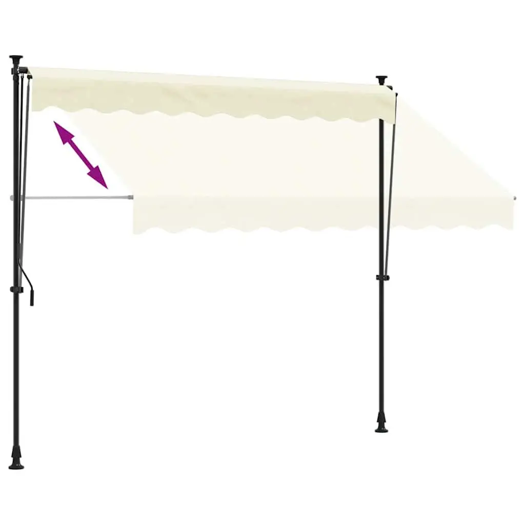 Retractable Awning Cream 300x150 cm Manual Crank Patio Window Door Shade