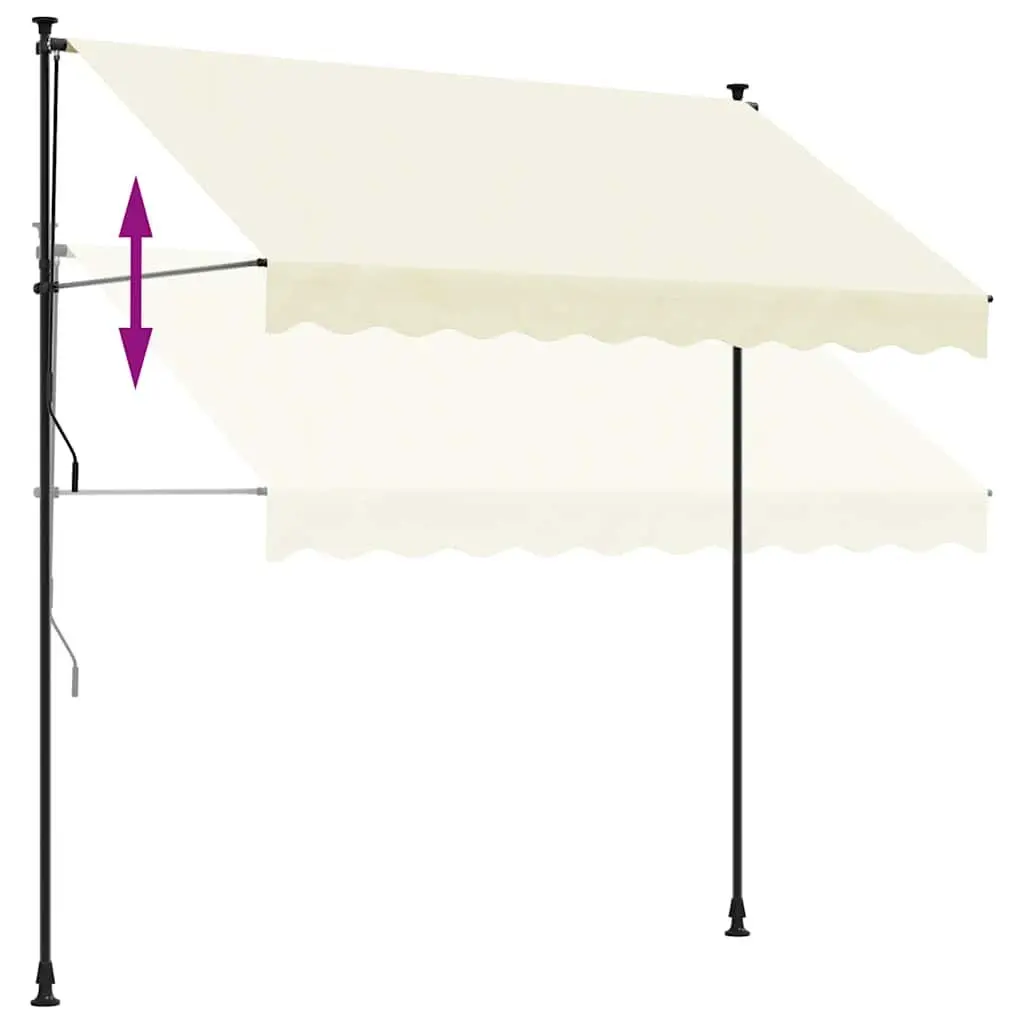 Retractable Awning Cream 300x150 cm Manual Crank Patio Window Door Shade