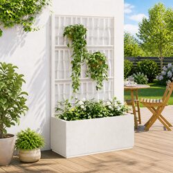 Garden Planter with Trellis - 80x36x140cm, White, Polypropylene