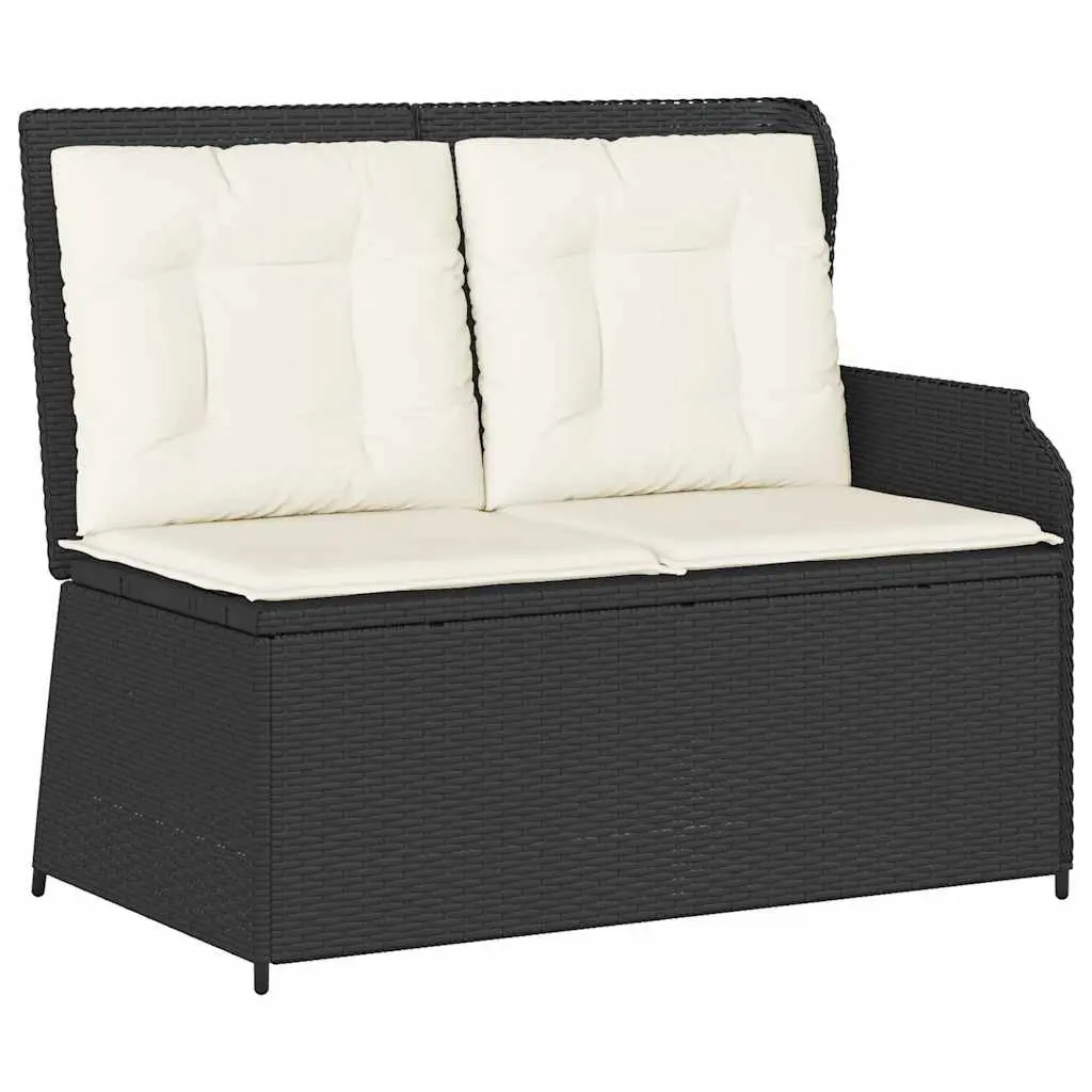 Reclining Garden Bench Outdoor Use Adjustable Backrest Padded Cushions Black