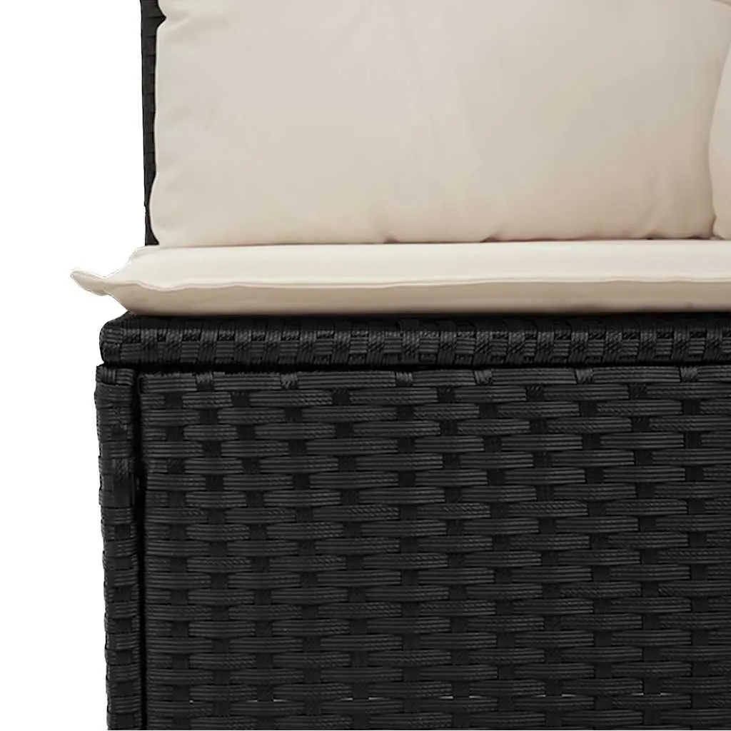 Reclining Garden Bench Outdoor Use Adjustable Backrest Padded Cushions Black