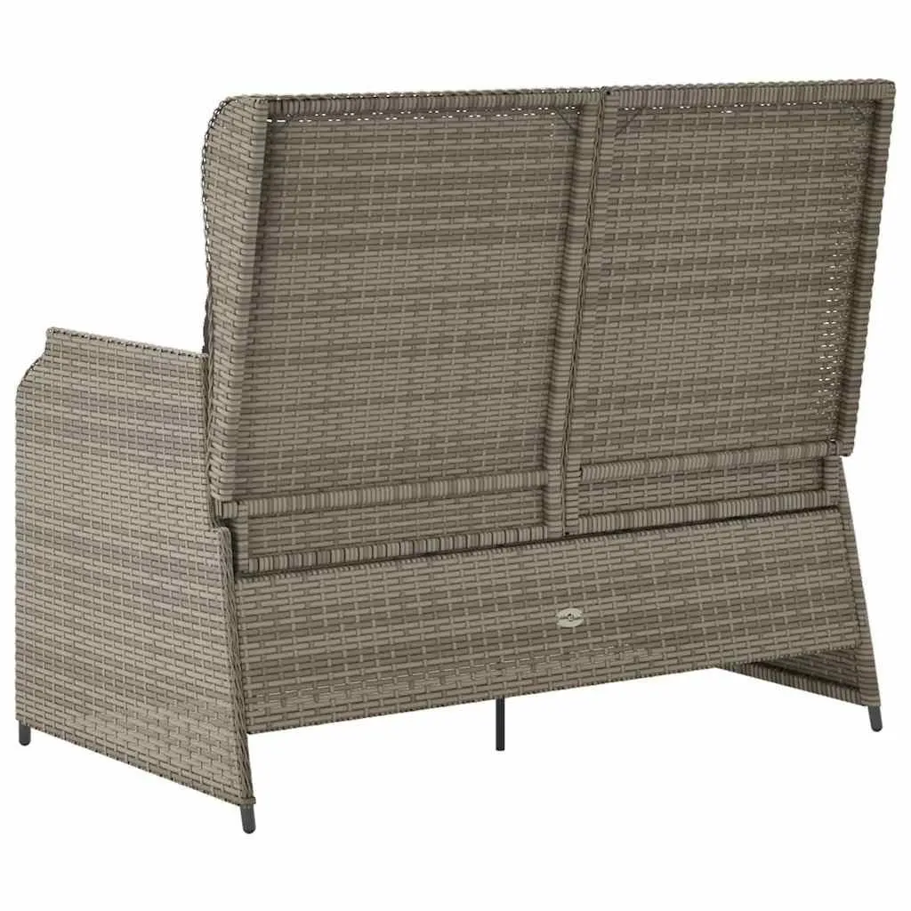 Reclining Garden Bench Outdoor Seating Adjustable Backrest Cushions Grey