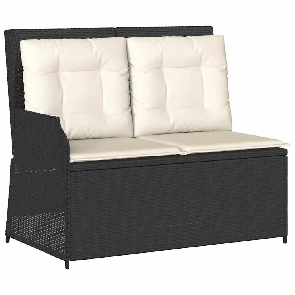 Reclining Garden Bench Outdoor Seating with Adjustable Backrest Cushions Black