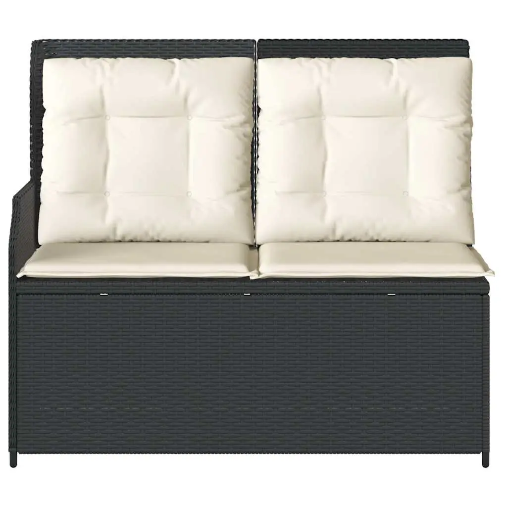 Reclining Garden Bench Outdoor Seating with Adjustable Backrest Cushions Black