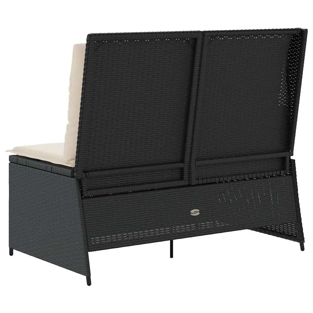 Reclining Garden Bench Outdoor Seating with Adjustable Backrest Cushions Black