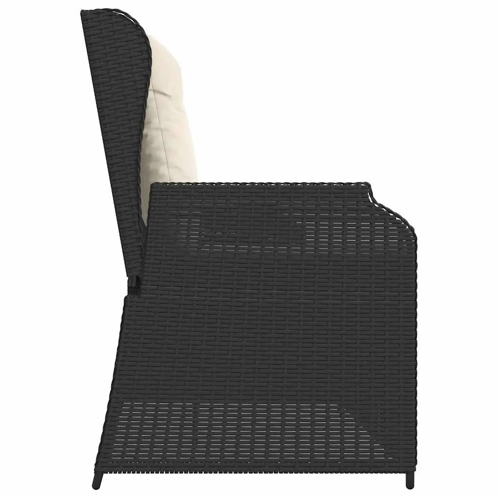 Reclining Garden Bench Outdoor Seating with Adjustable Backrest Cushions Black