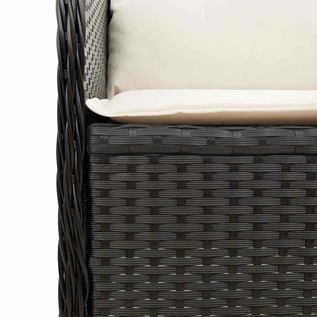 Reclining Garden Bench Outdoor Seating with Adjustable Backrest Cushions Black