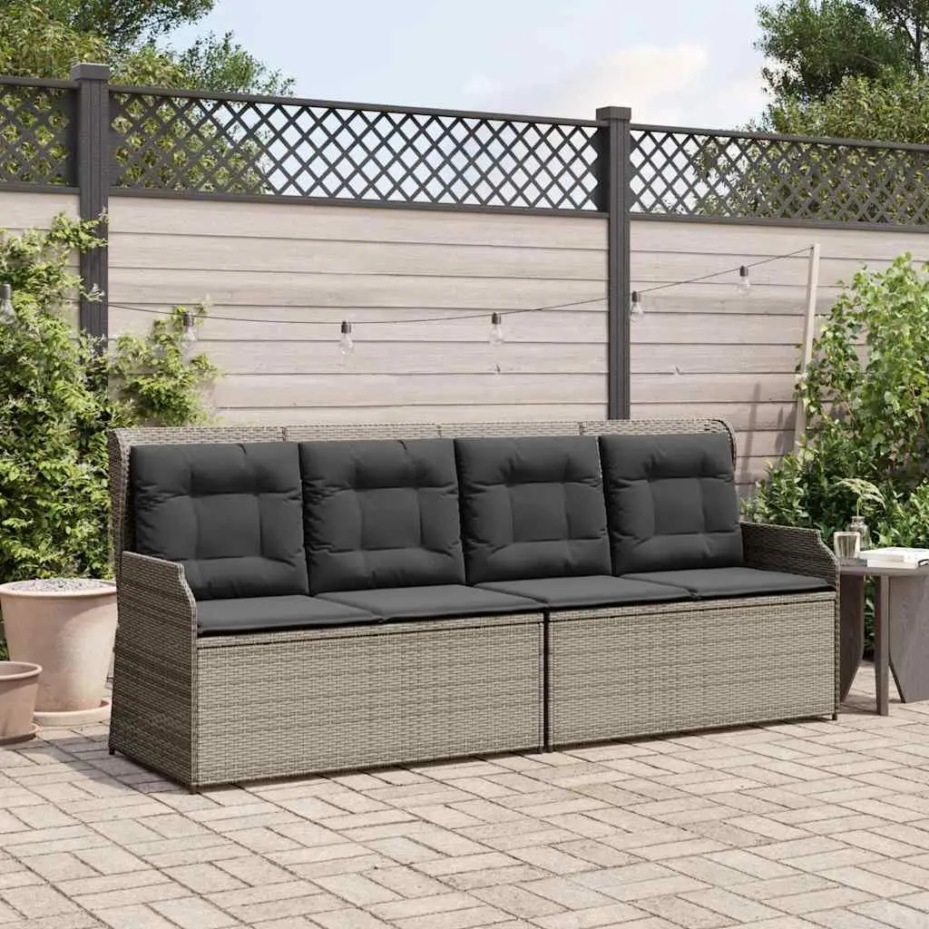 Reclining Garden Bench Outdoor Seating with Padded Cushions Adjustable Backrest