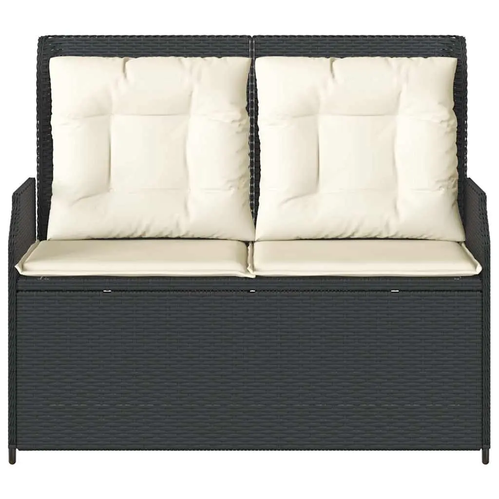 Reclining Garden Bench Adjustable Backrest Outdoor Seating Cushions Black