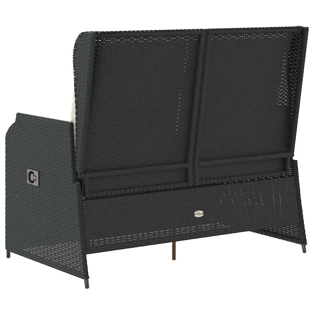Reclining Garden Bench Adjustable Backrest Outdoor Seating Cushions Black