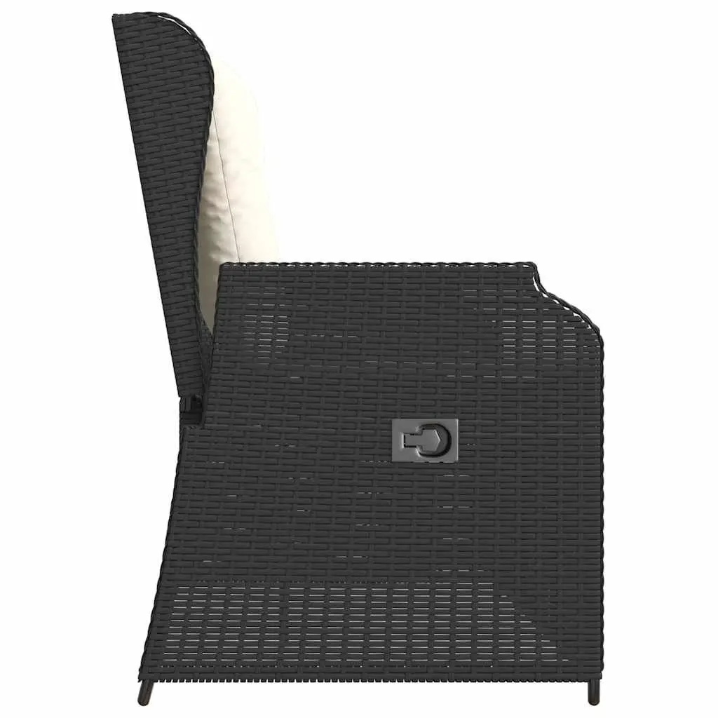 Reclining Garden Bench Adjustable Backrest Outdoor Seating Cushions Black