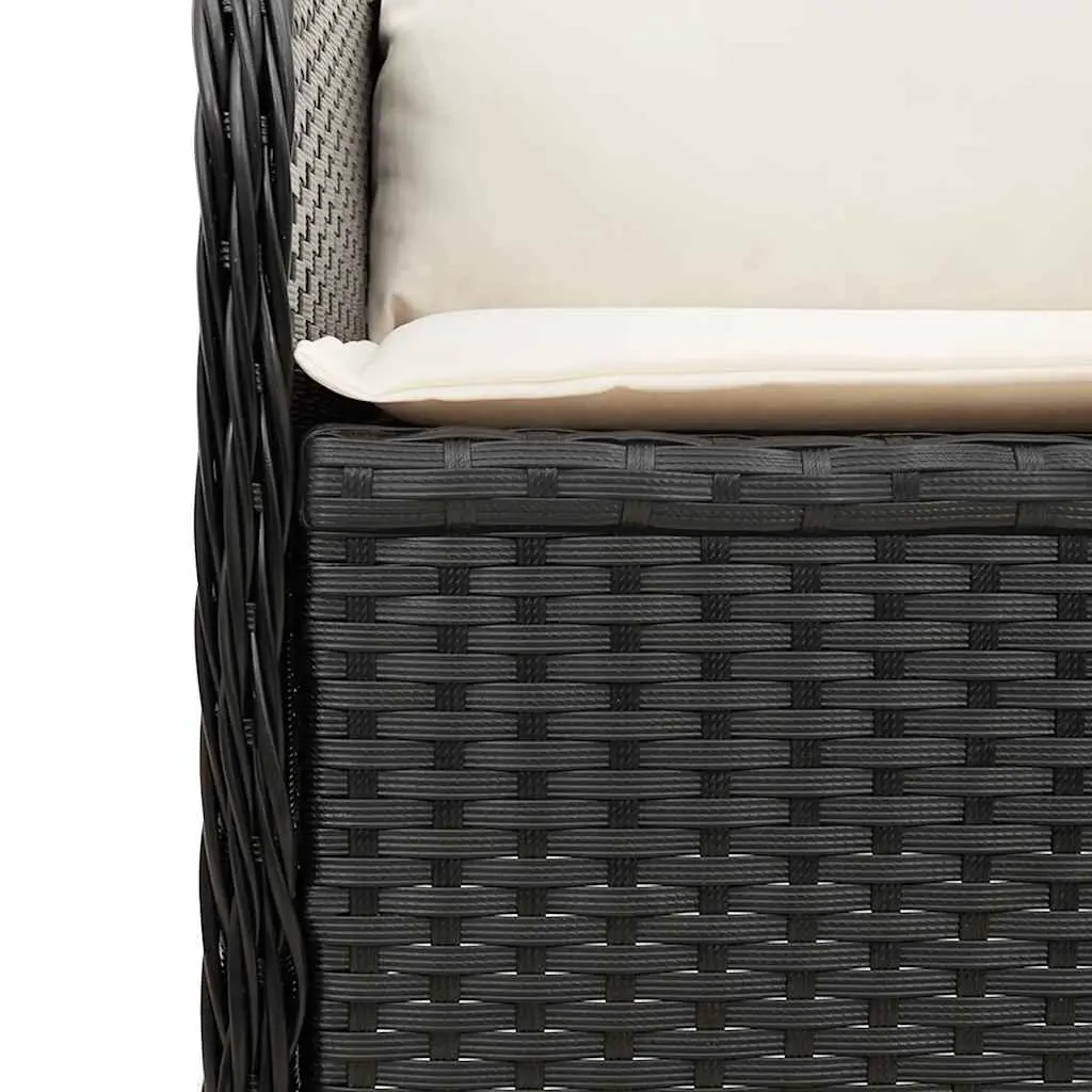 Reclining Garden Bench Adjustable Backrest Outdoor Seating Cushions Black