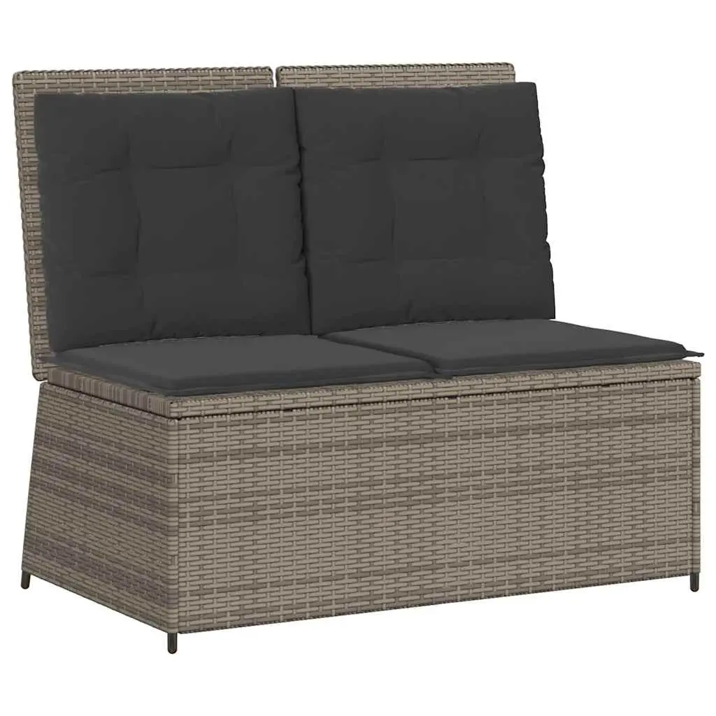 Garden Bench Outdoor Use Grey Adjustable Backrest Padded Cushions