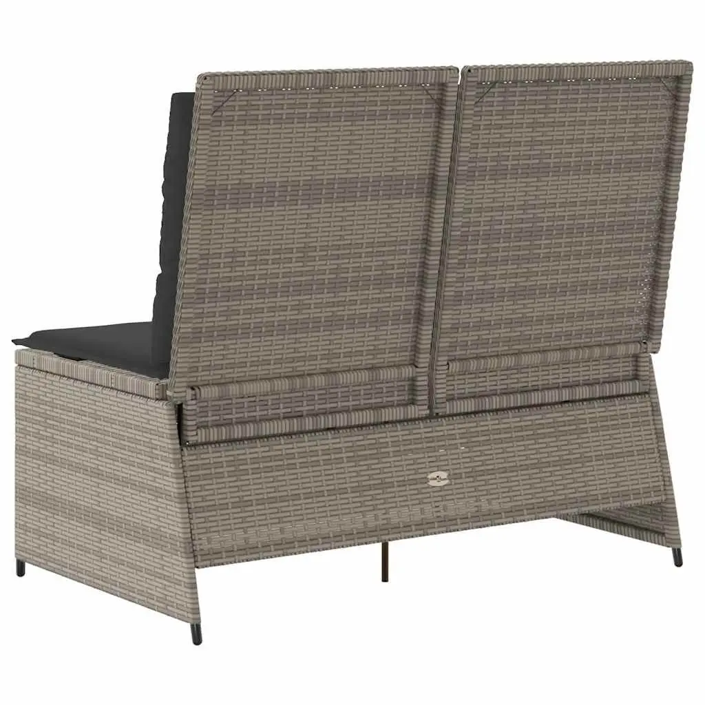 Garden Bench Outdoor Use Grey Adjustable Backrest Padded Cushions
