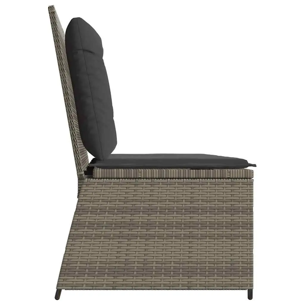 Garden Bench Outdoor Use Grey Adjustable Backrest Padded Cushions