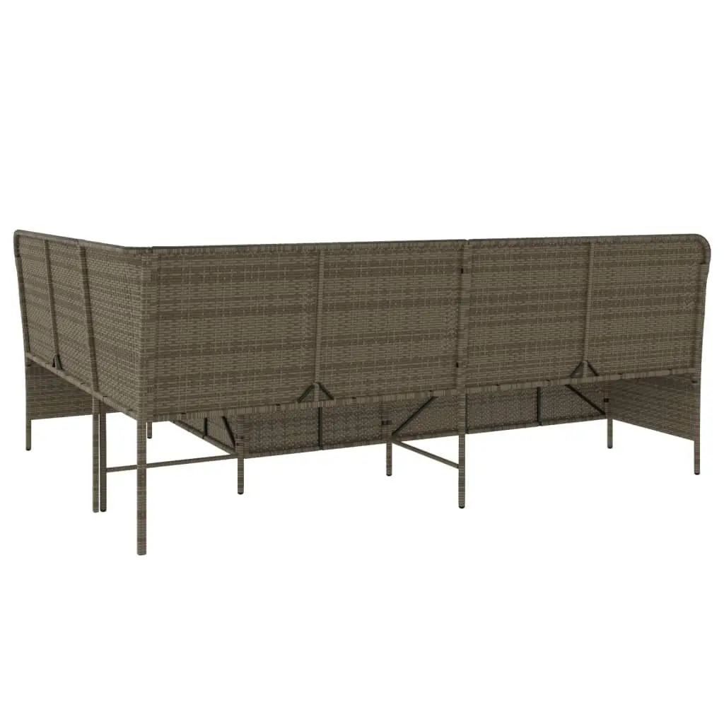 L-Shaped Garden Sofa with Cushions Grey Poly Rattan Outdoor Patio Furniture