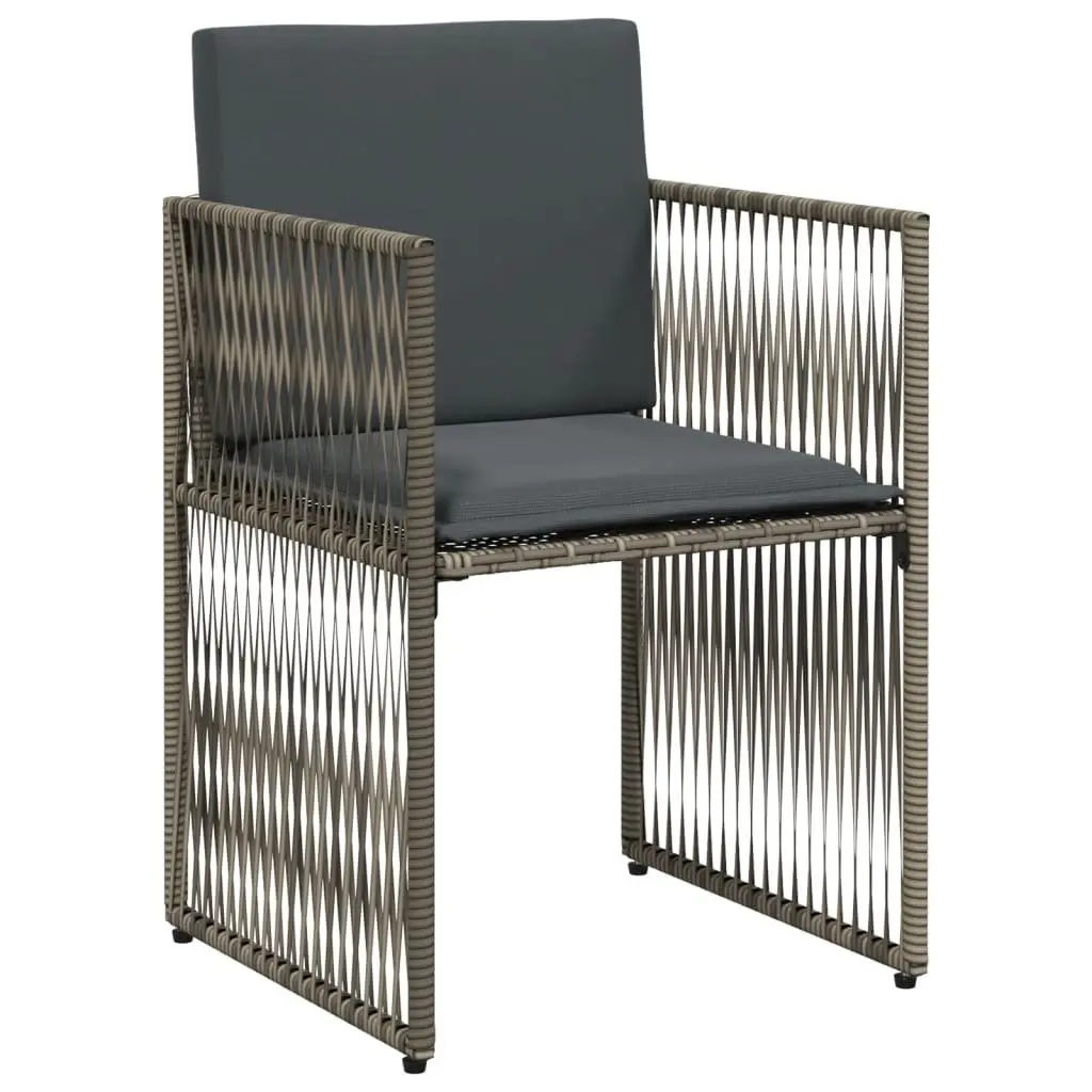 7 Piece Garden Dining Set with Cushions Grey Poly Rattan Outdoor Furniture
