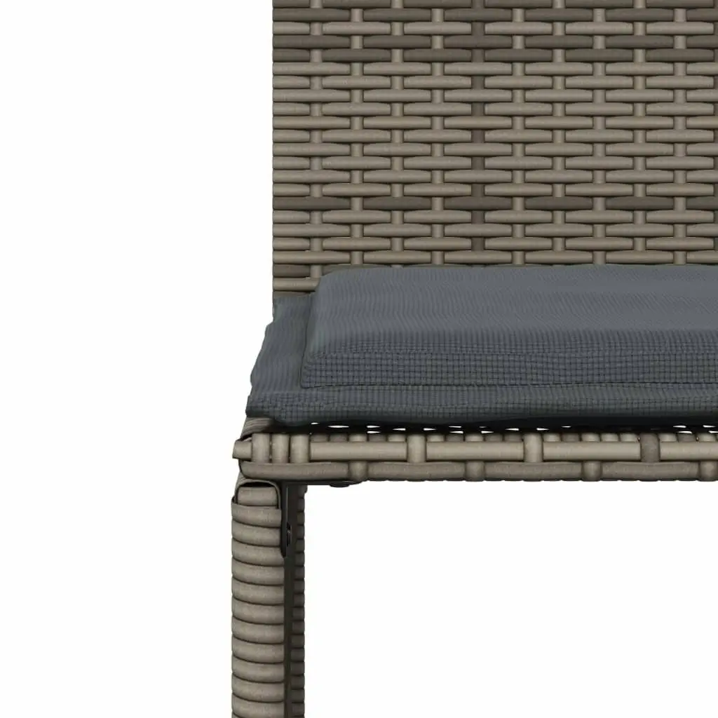 7 Piece Garden Dining Set with Cushions Grey Poly Rattan Outdoor Furniture