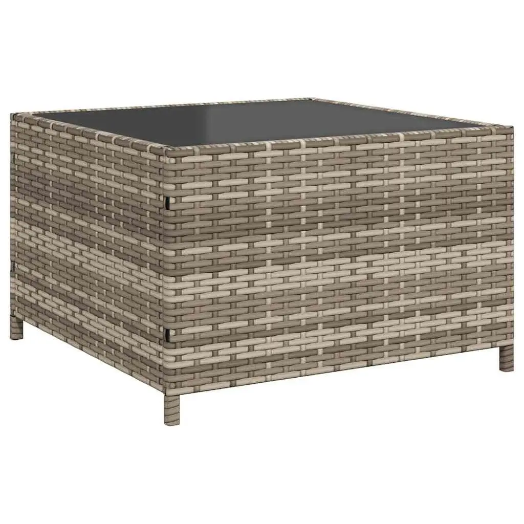 L-Shaped Garden Sofa Set with Table Grey Poly Rattan Outdoor Patio Furniture