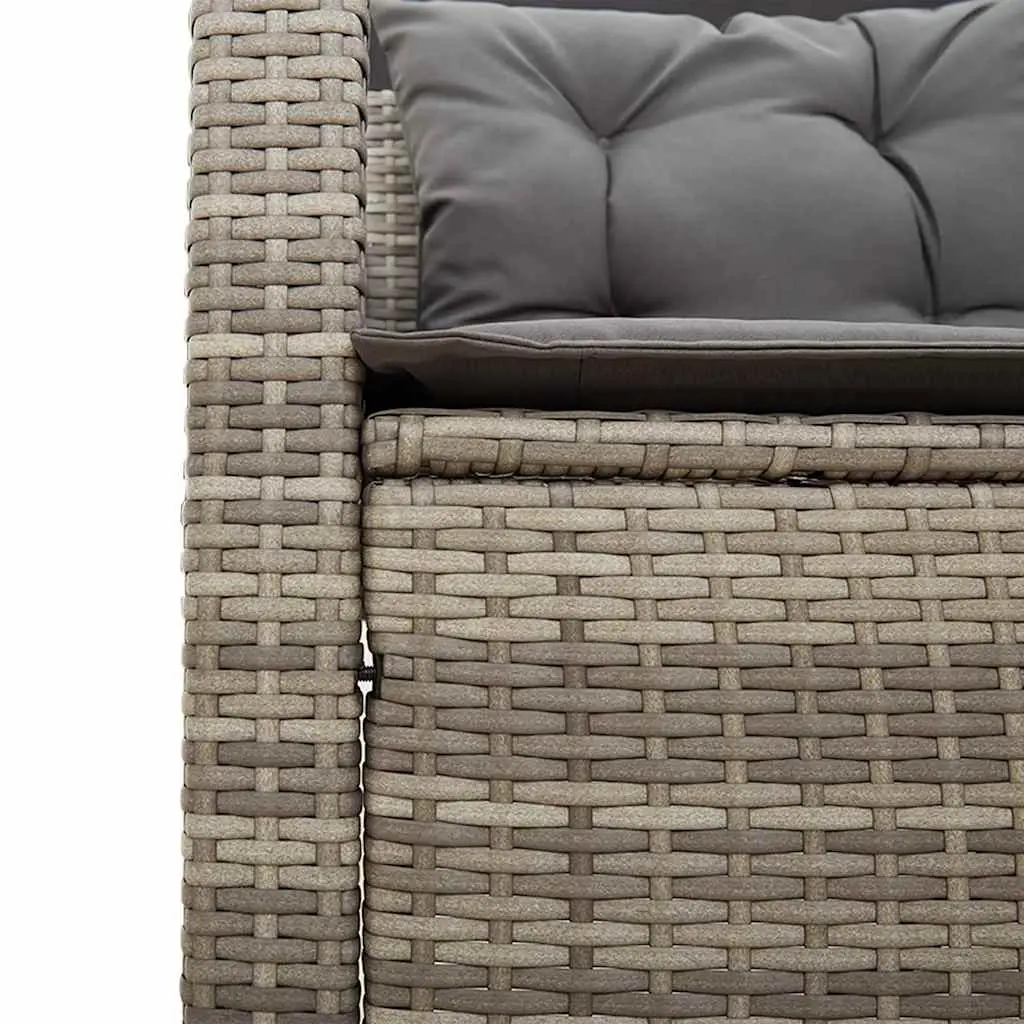 L-Shaped Garden Sofa Set with Table Grey Poly Rattan Outdoor Patio Furniture