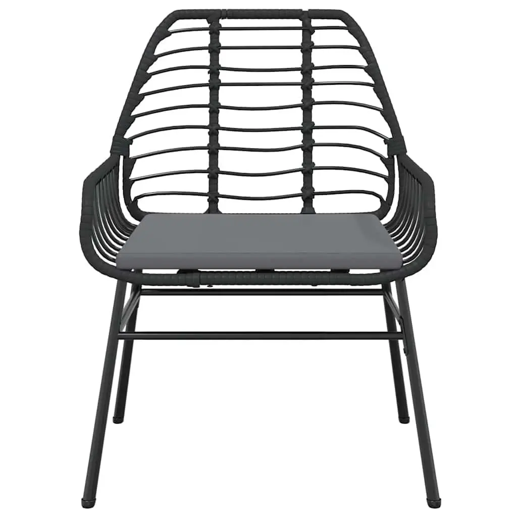 Black Poly Rattan Garden Chair Set with Cushions (2 pcs)