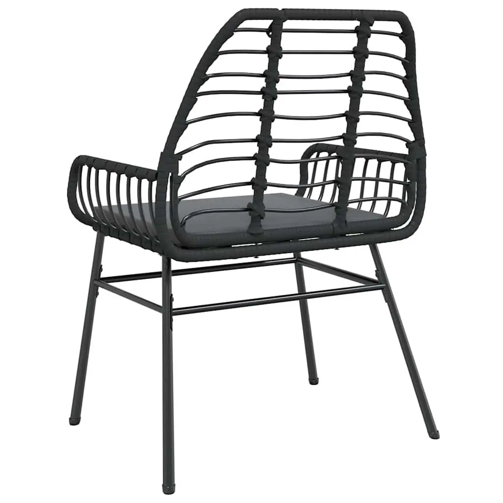 Black Poly Rattan Garden Chair Set with Cushions (2 pcs)