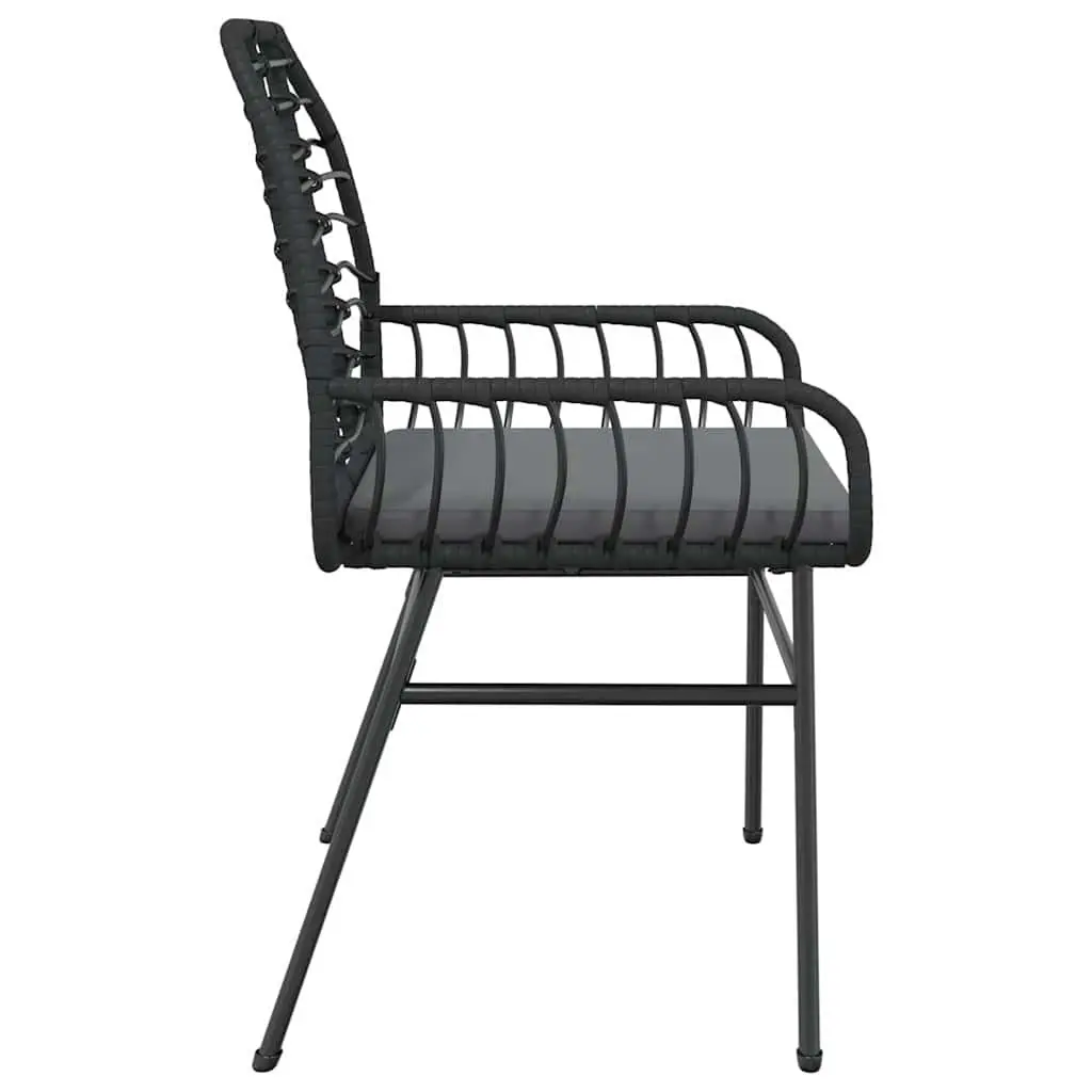 Black Poly Rattan Garden Chair Set with Cushions (2 pcs)