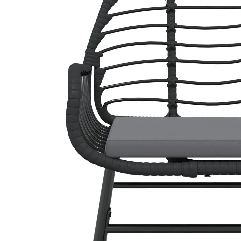 Black Poly Rattan Garden Chair Set with Cushions (2 pcs)