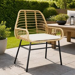 Brown Outdoor Seating Set: 2 Garden Chairs with Cushions