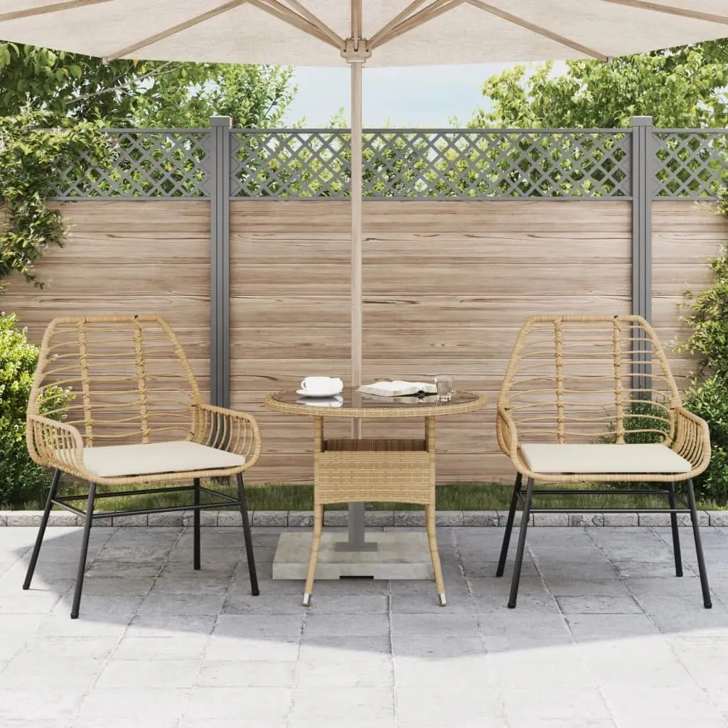 Garden Chairs Outdoor Use 2 Piece Set with Cushions Brown
