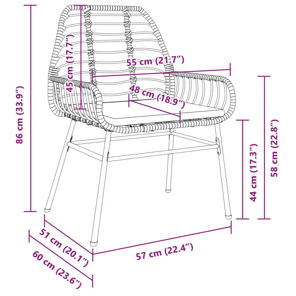 Garden Chairs Outdoor Use 2 Piece Set with Cushions Brown