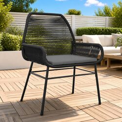 Specifications of 2 Black Garden Chairs with Cushions