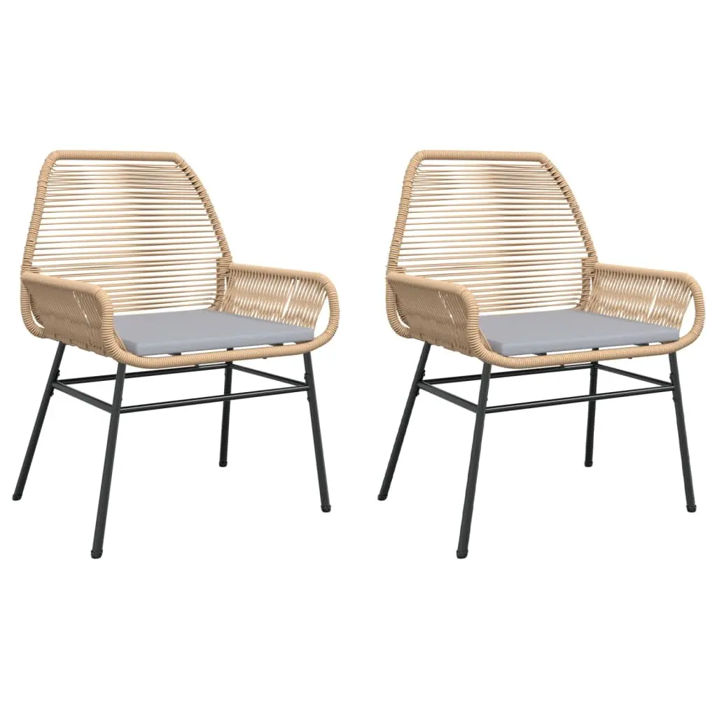 Outdoor Garden Chairs Set 2 pcs for Patio Brown Rattan with Cushions
