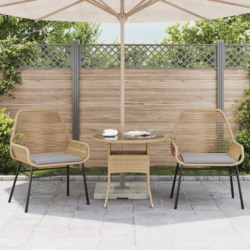 Outdoor Garden Chairs Set 2 pcs for Patio Brown Rattan with Cushions