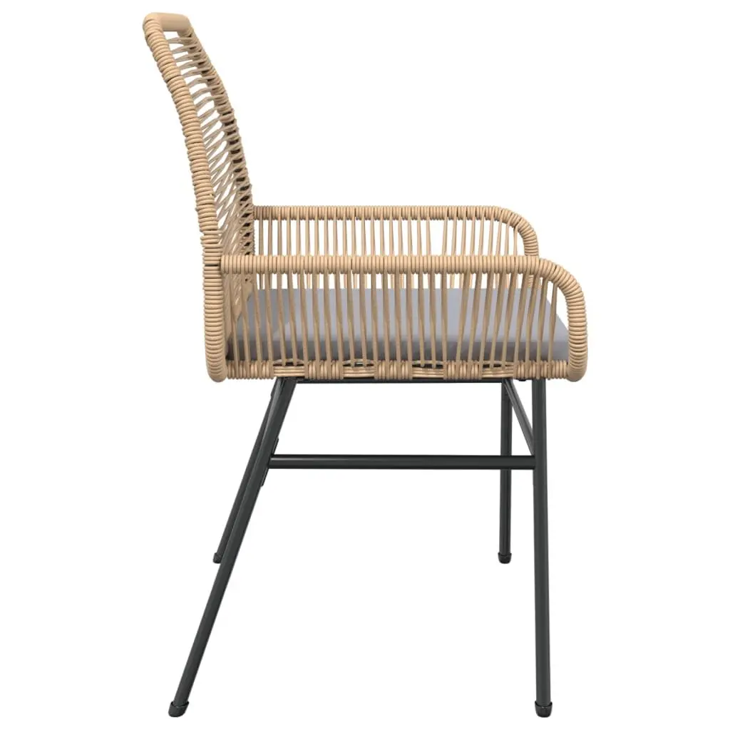 Outdoor Garden Chairs Set 2 pcs for Patio Brown Rattan with Cushions