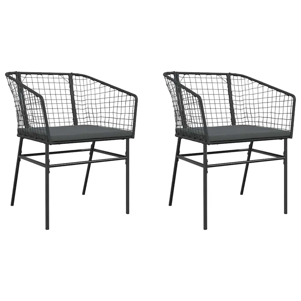Outdoor Garden Chairs Set of 2 for Patio Black Poly Rattan