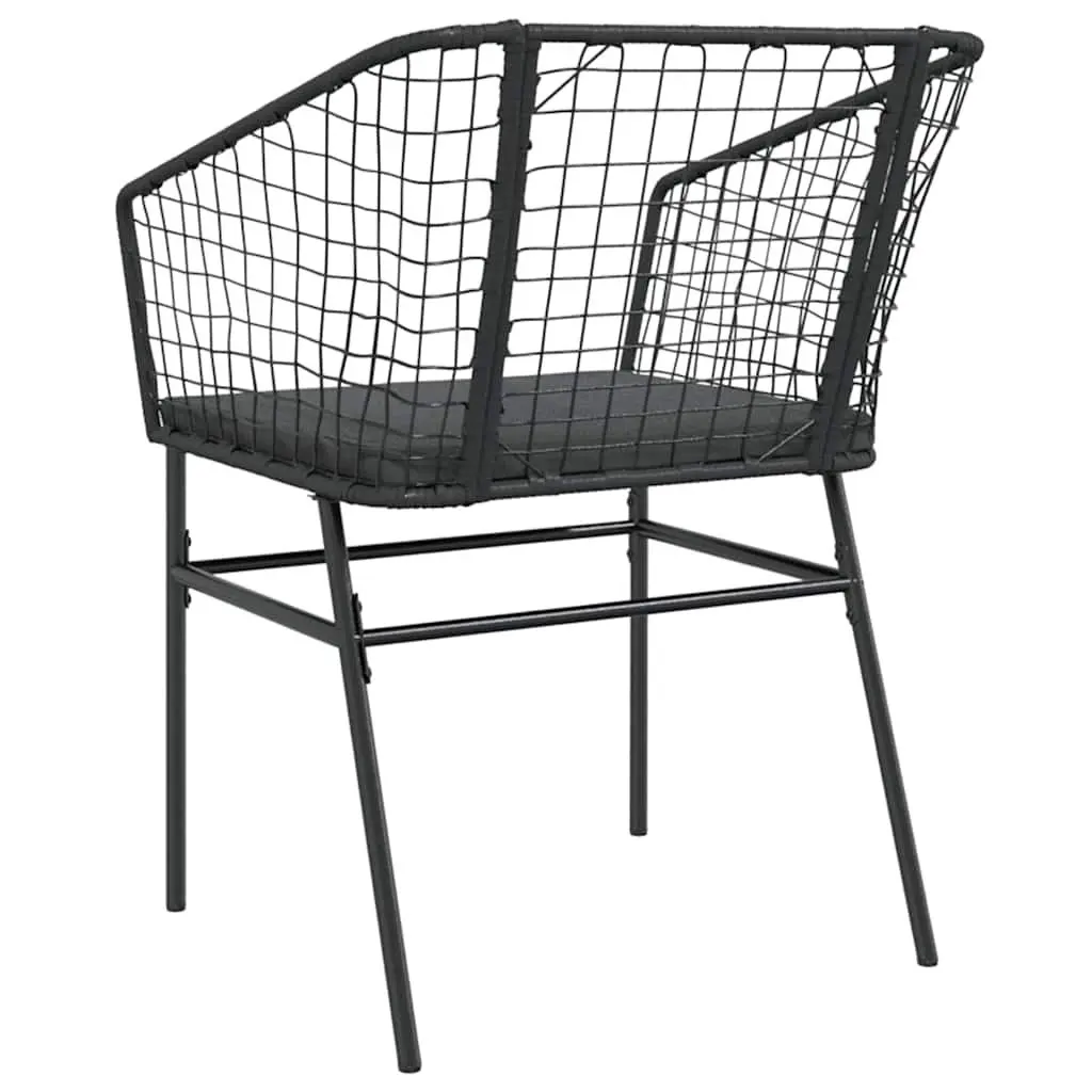 Outdoor Garden Chairs Set of 2 for Patio Black Poly Rattan