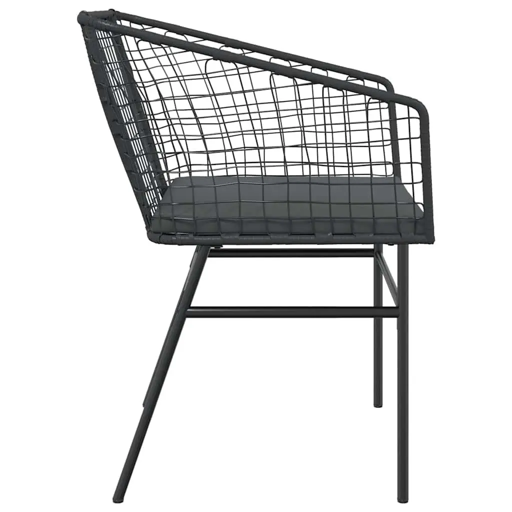 Outdoor Garden Chairs Set of 2 for Patio Black Poly Rattan