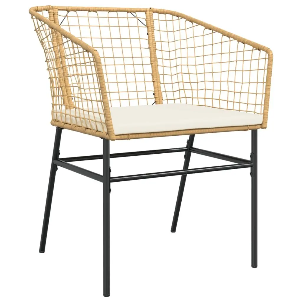 Outdoor Garden Chairs for Patio 2 Piece Brown Poly Rattan with Cushions