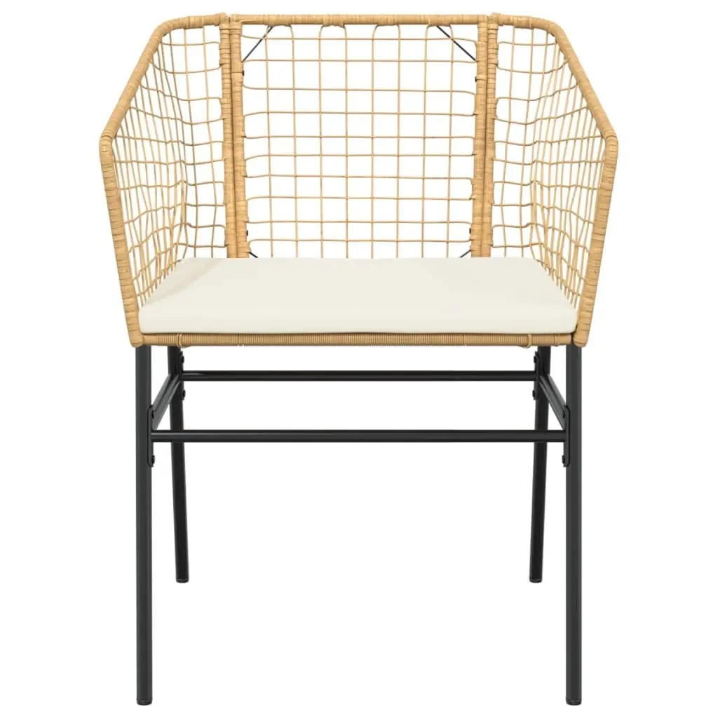 Outdoor Garden Chairs for Patio 2 Piece Brown Poly Rattan with Cushions