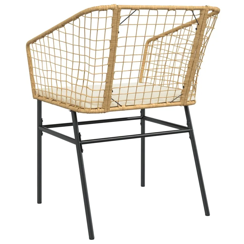 Outdoor Garden Chairs for Patio 2 Piece Brown Poly Rattan with Cushions