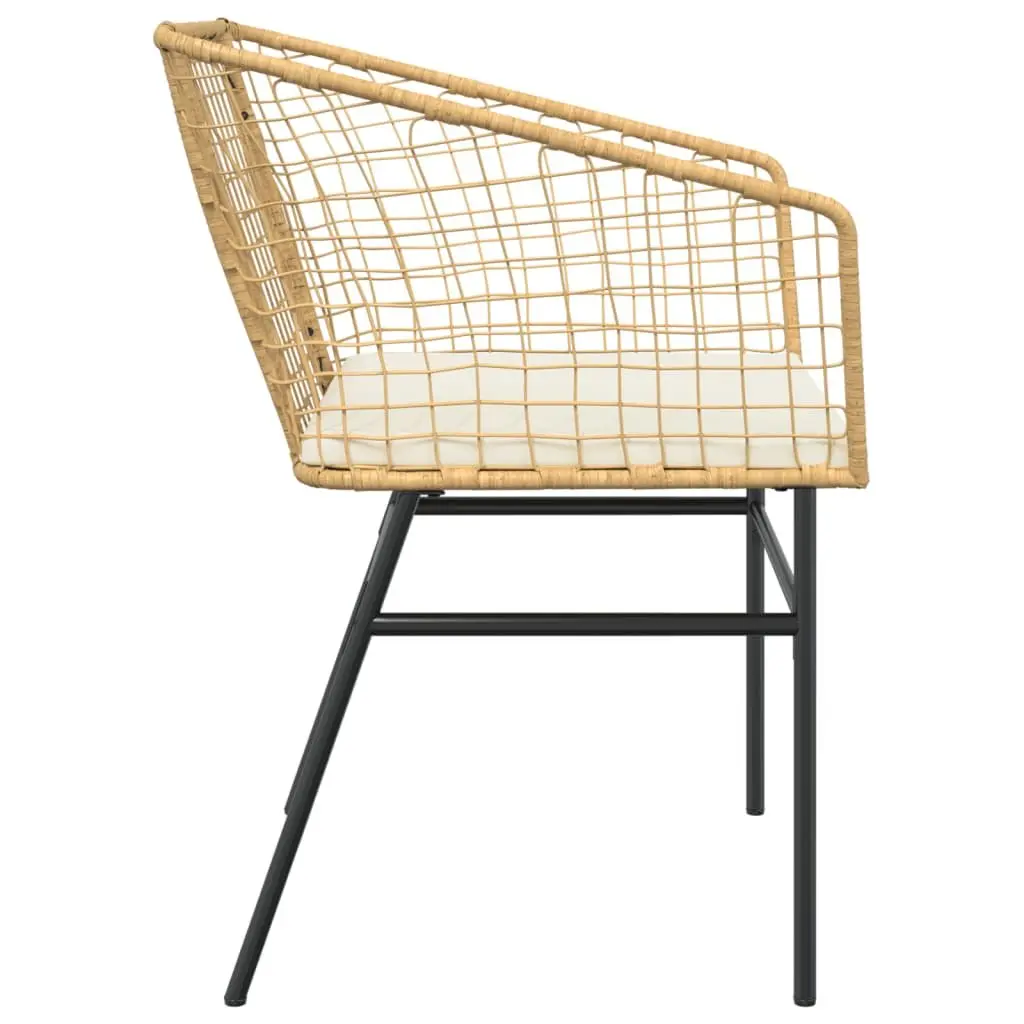 Outdoor Garden Chairs for Patio 2 Piece Brown Poly Rattan with Cushions