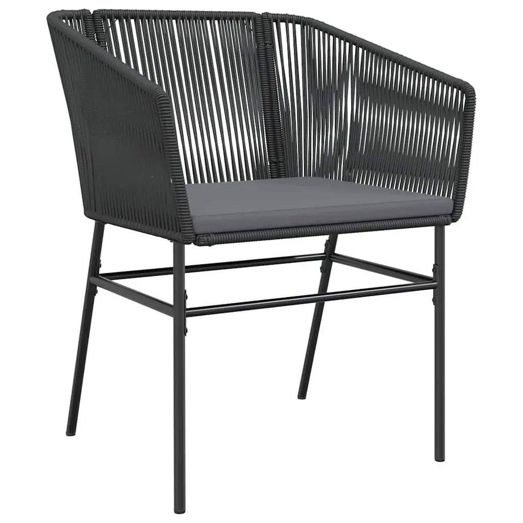 Outdoor Garden Chairs Set 2 pcs for Patio Black Poly Rattan with Cushions
