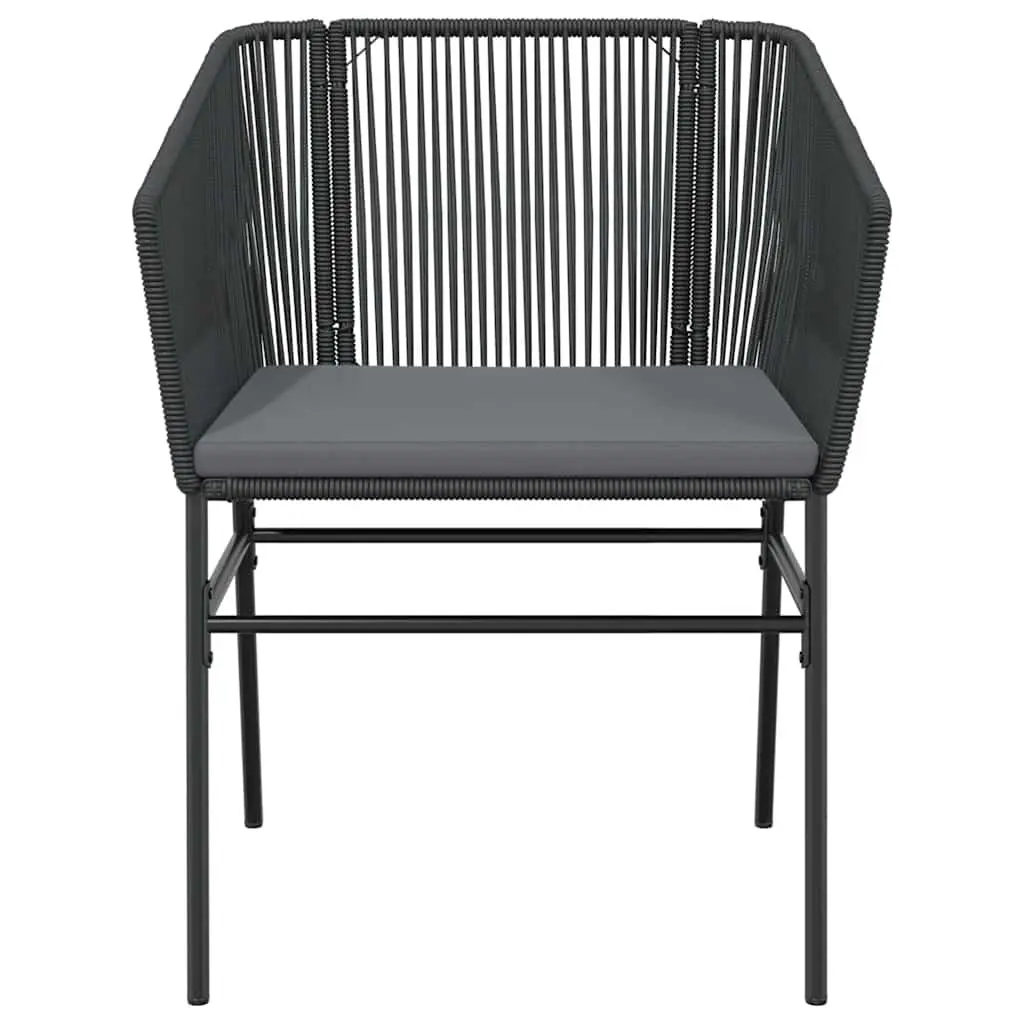 Outdoor Garden Chairs Set 2 pcs for Patio Black Poly Rattan with Cushions