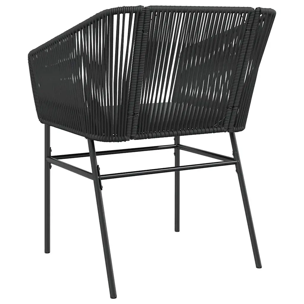 Outdoor Garden Chairs Set 2 pcs for Patio Black Poly Rattan with Cushions