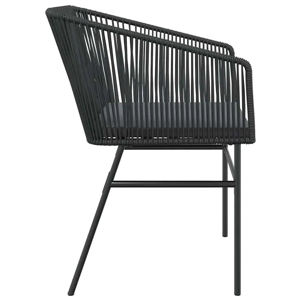 Outdoor Garden Chairs Set 2 pcs for Patio Black Poly Rattan with Cushions