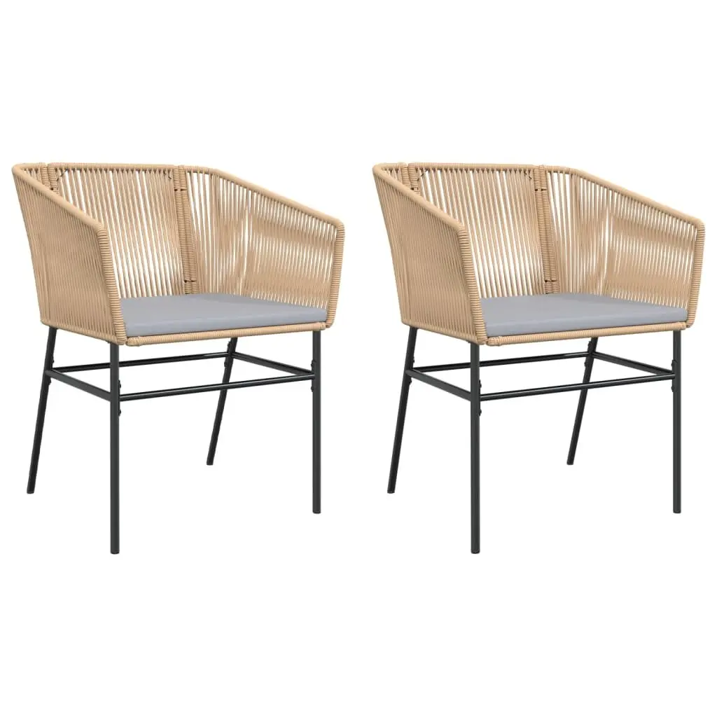 Outdoor Garden Chairs 2 pcs Brown with Cushions Poly Rattan Seating Set