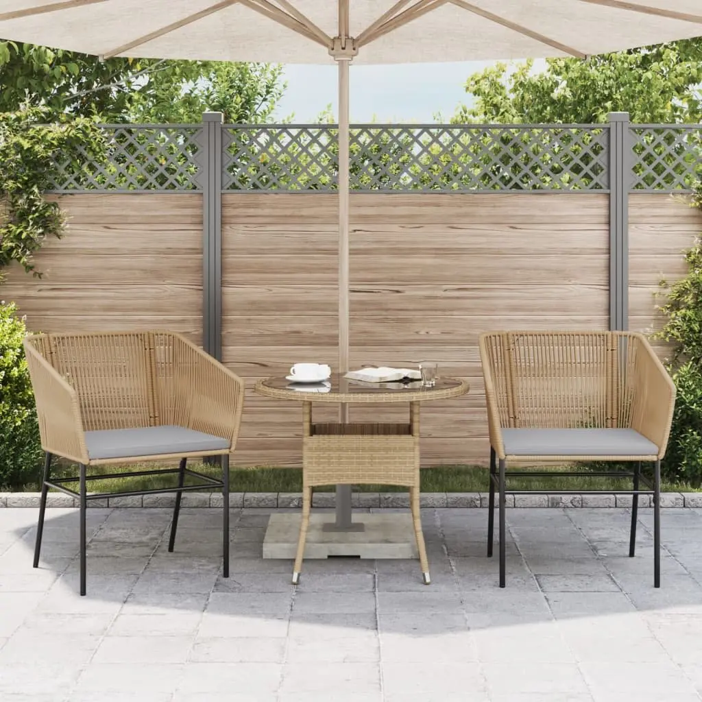 Outdoor Garden Chairs 2 pcs Brown with Cushions Poly Rattan Seating Set