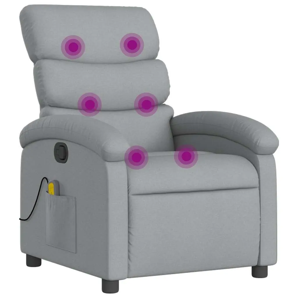 Massage Recliner Chair Living Room Grey Fabric Manual Reclining 6 Points
