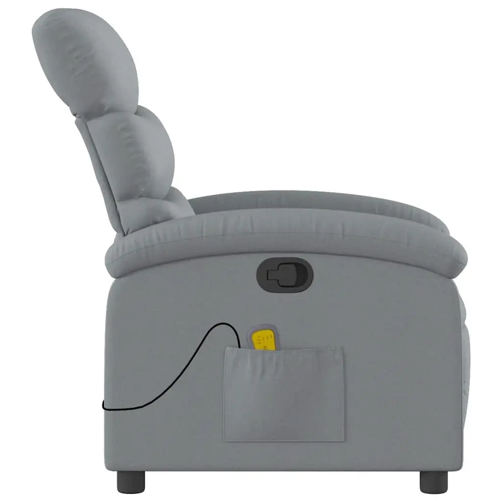 Massage Recliner Chair Living Room Grey Fabric Manual Reclining 6 Points